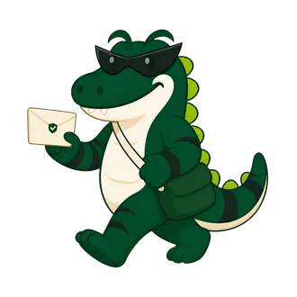 Mascote jacaré levando uma Retirada de Cartas